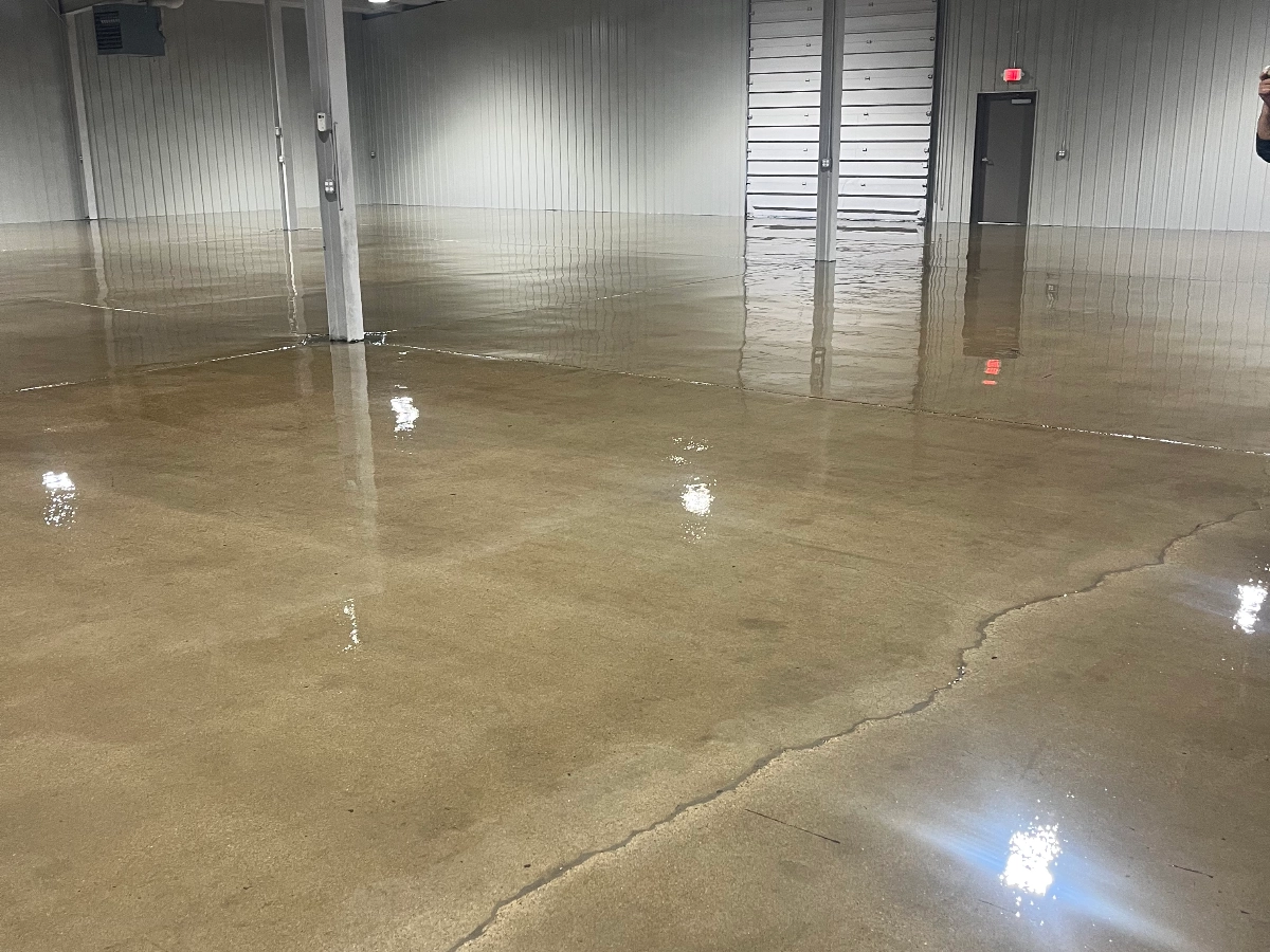 Warehouse with a clear coat finish